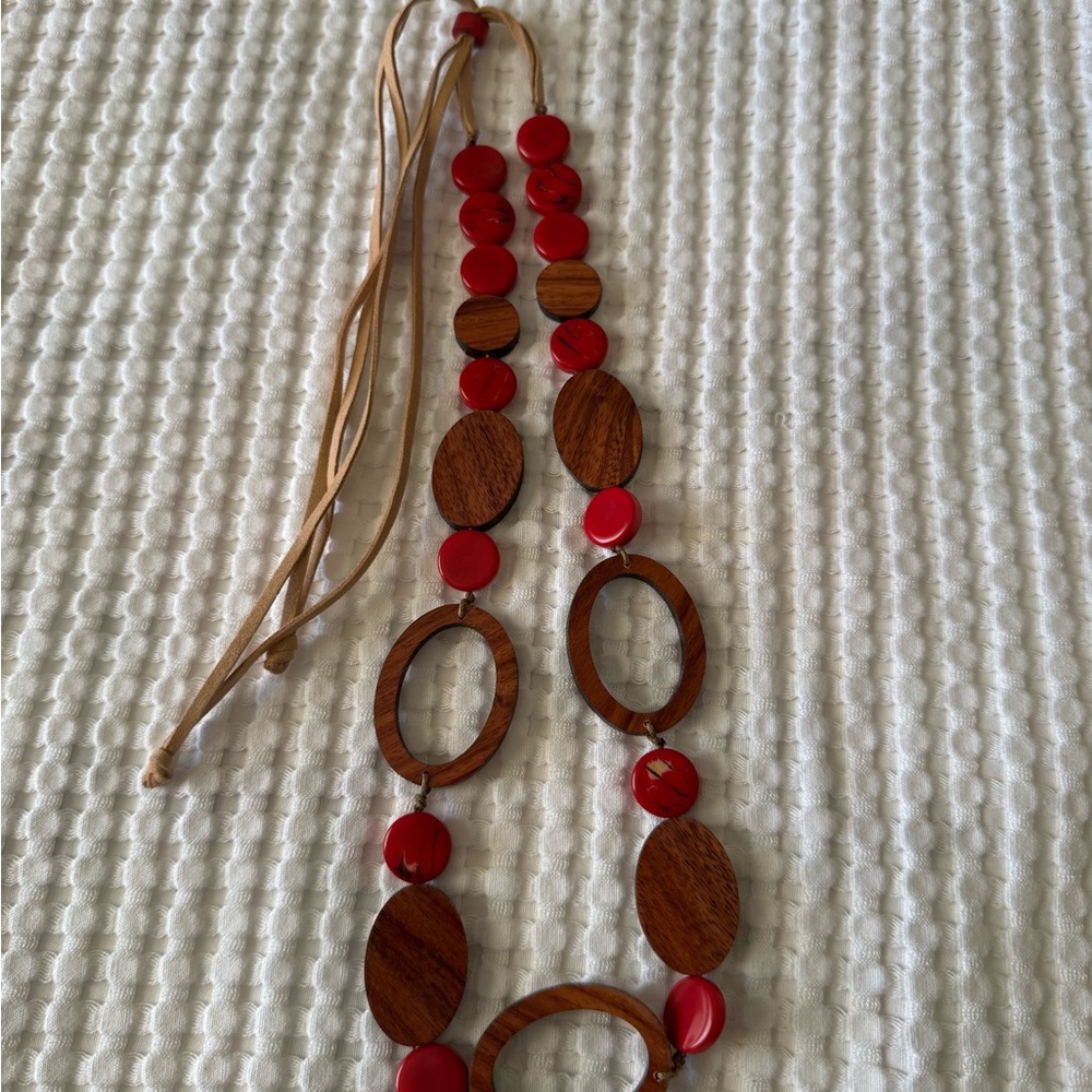 Red and Brown Beaded Necklace